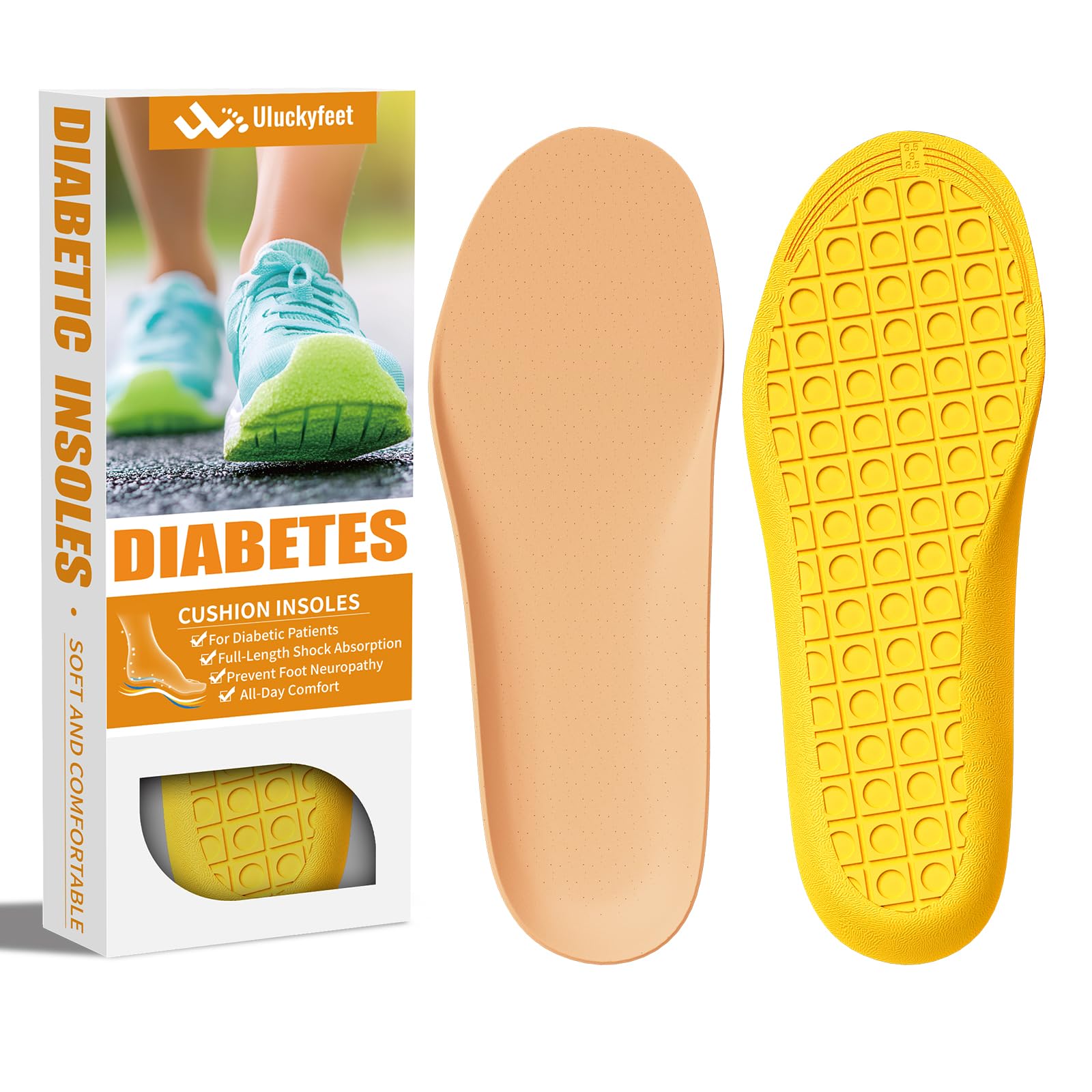 U1uckyfeet Soft Therapeutic Diabetic Insoles