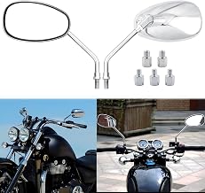 Side Mirrors for M10 M8, E9 Motorcycle Rearview Mirror Oval Chrome Compatible for Yamaha Bobber ATV Street Bike Cruiser Chopper Cafe Racer