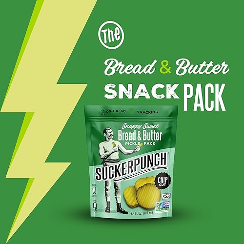 Miniatura 4 de SuckerPunch Snappy Sweet Bread N' Butter - Encurtidos de eneldo cortados en chip, sin gluten, kosher, sin azúcar, bajo en calorías, bajo en