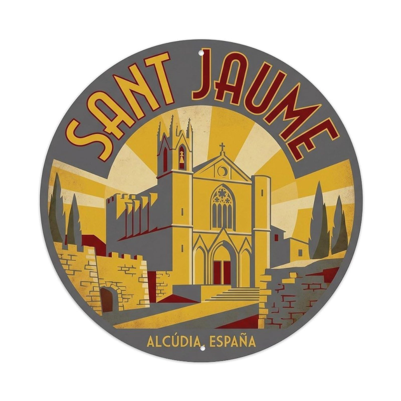 Olhnbad Style Sant Jaume Alcudia Church Mallorca Sacred Heritage Metal Tin Sign