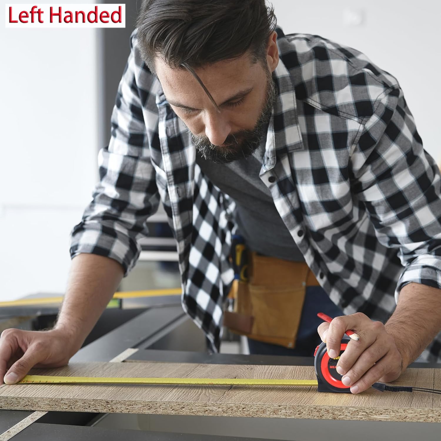Left Handed Tape Measure, Lefty Self-Lock Measuring Tape Tools for Left Hand People(25 FT)