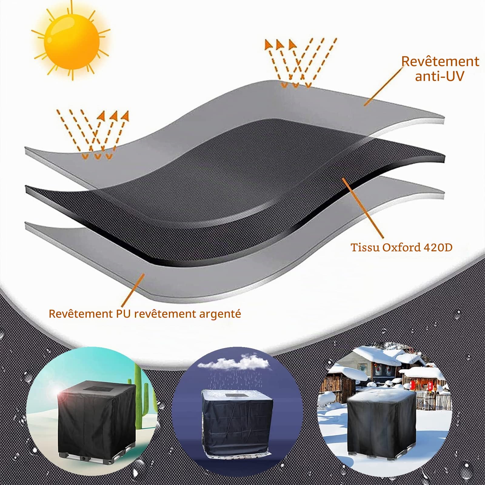 Bâche Réservoir Eau IBC 1000 L Couverture Container Citerne Anti-UV Résistant Déchirure