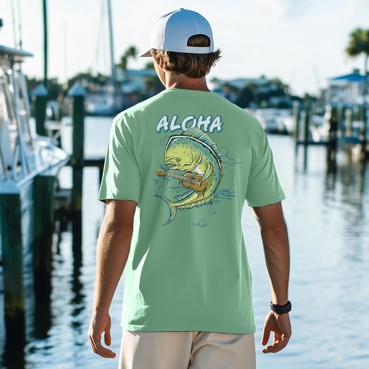 Palmyth Men's Fishing Shirt Short Sleeve T-Shirt Sun Protection UV UPF 50+ Tee - Image 2