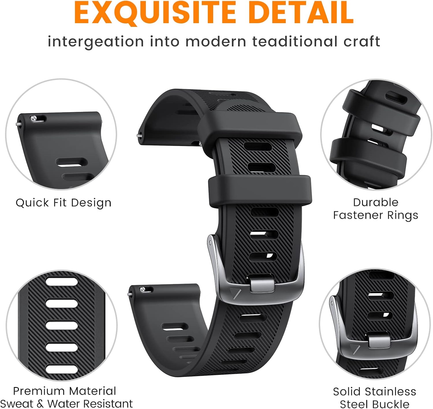 20mm Watch Band for Garmin Venu/Venu Sq 2/Venu 2 Plus/Vivoactive 3/5, Soft Silicone Sport Watch Band for Galaxy Watch 7/Galaxy Watch 6/Galaxy Watch 4 40mm 44mm, for Garmin Forerunner 645/245