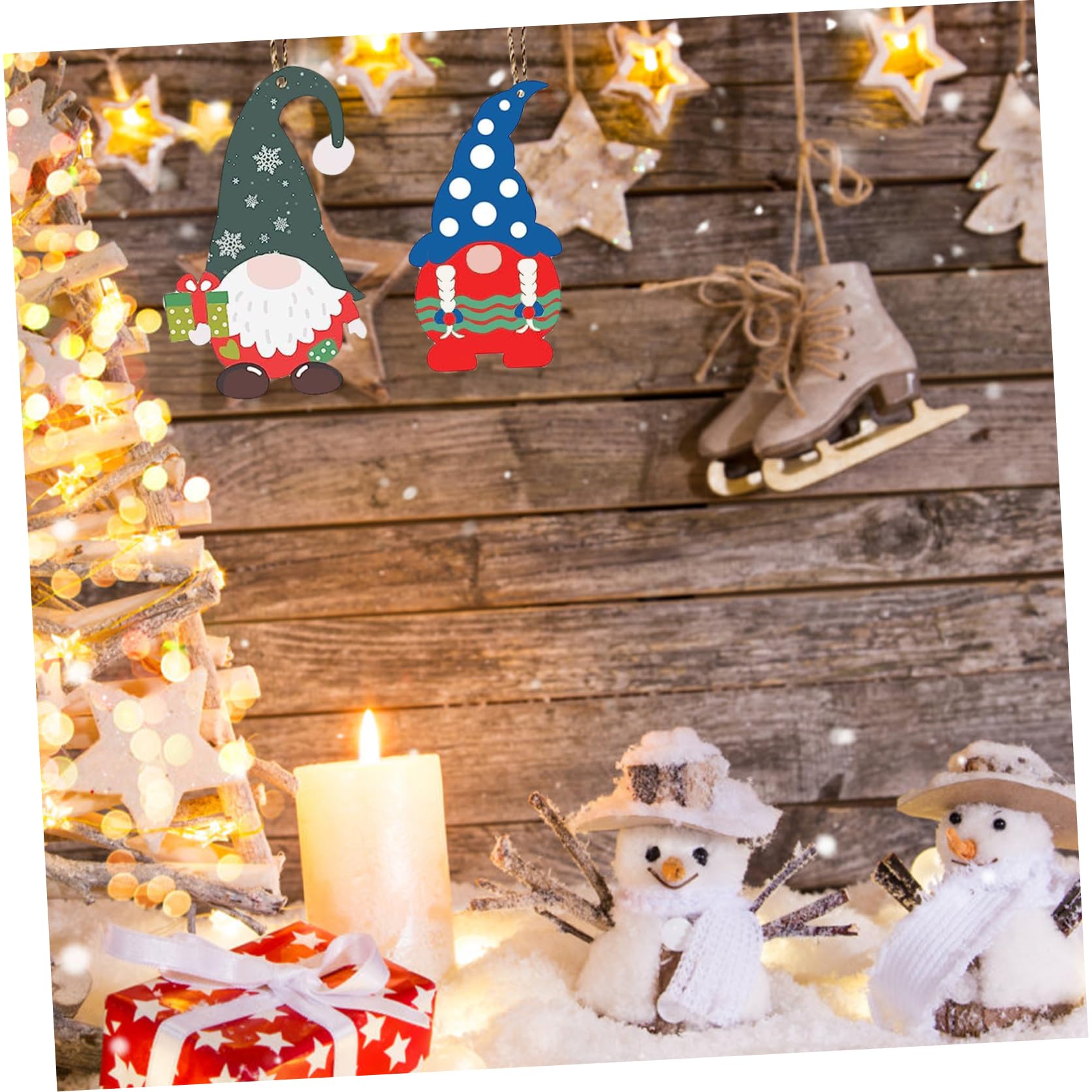 SOLUSTRE 75stücke Unvollendete Holzscheiben Gnomform Weihnachtsbaumdekoration Holz-ausschnitte Zum Bemalen Bastelzubehör Für Kreative Projekte Designs Mit Juteschnüren