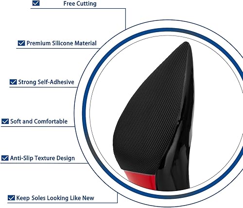 Miniatura 44 de Protector de suela de zapato, 4 protectores autoadhesivos para zapatos de tacón alto, agarres antideslizantes de silicona en la parte inferior