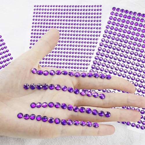 Miniatura 7 de 1792 calcomanías de gemas para el cabello, calcomanías de perlas autoadhesivas moradas, joyas para rostro, ojos, uñas, maquillaje corporal,