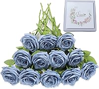 Vista 27 de LVEFIT 12 rosas artificiales de seda de color naranja quemado, ramo de rosas de seda de tallo largo para bodas, despedidas de soltera, fiestas