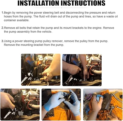 Miniatura 5 de PTNHZ Bomba de dirección asistida Saginaw serie P con polea de 58" de llave, eje cromado, reservorio para callerally, caja de engranajes de