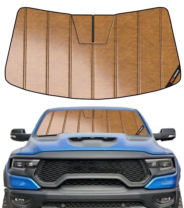 Pigenius Windshield Sun Shade for Ram 1500 2019-2024 with 5 inch Wide Sensor, Custom Front Window Sunshade - Leather by Pigenius - Used condition - US$58.30