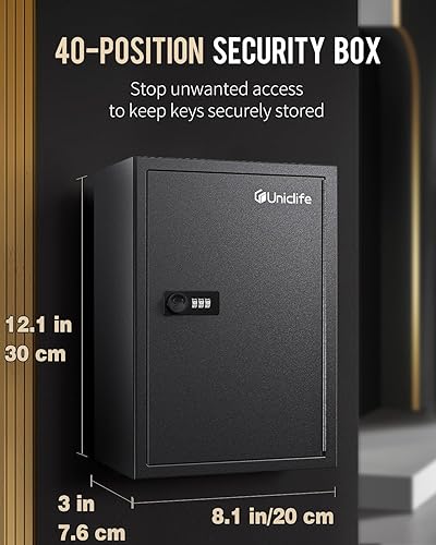 Miniatura 10 de Uniclife Gabinete de llaves ranurado de 100 posiciones con combinación y cerradura de llave reiniciable, caja de almacenamiento de seguridad digital