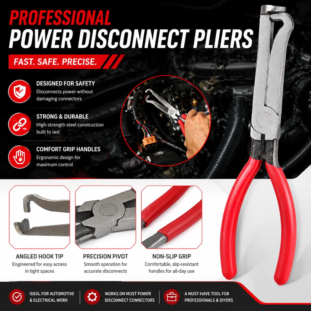 3 Piezas Herramienta Separadora de Conectores Eléctricos,Herramientas Desmontaje Coche,Alicates Abrazaderas Coche, Palancas Coche para Reparación de Automóviles Mantenimiento Industrial Camione