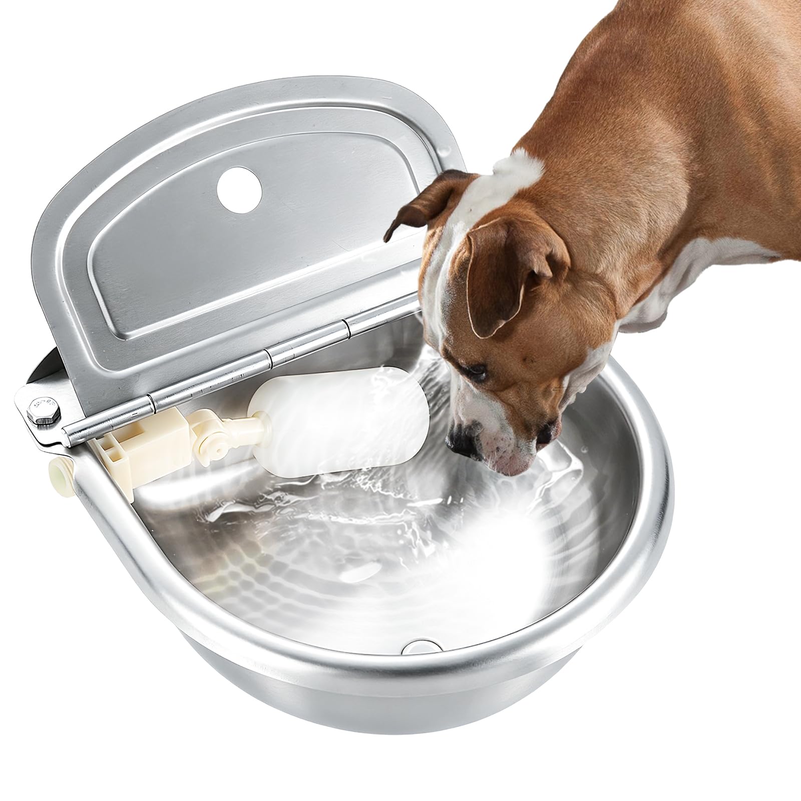 NATGAI Automatic Stainless Steel Waterer Bowl with Float Valve Water Trough Farm Grade for Horse Cattle Goat Sheep Dog (with Drainage Hole)-image-32