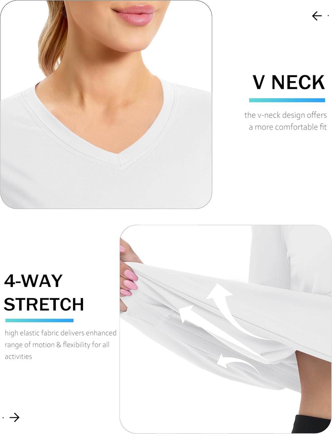 TACVASEN Women's Long Sleeve V Neck Tops Lightweight Quick Dry UPF 50+ Sun Protection Workout Hiking Running Shirts - Image 4