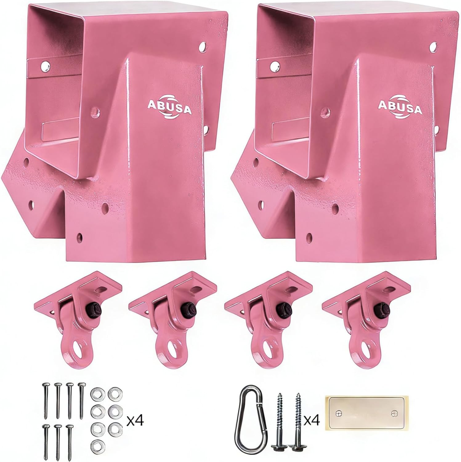 Heavy Duty Swing Sets Brackets Including 2 Pink A-Frame Swing Set Brackets and 4 Swing Hangers for Playground Equipment Mounting Parts Hardware Included (P006)