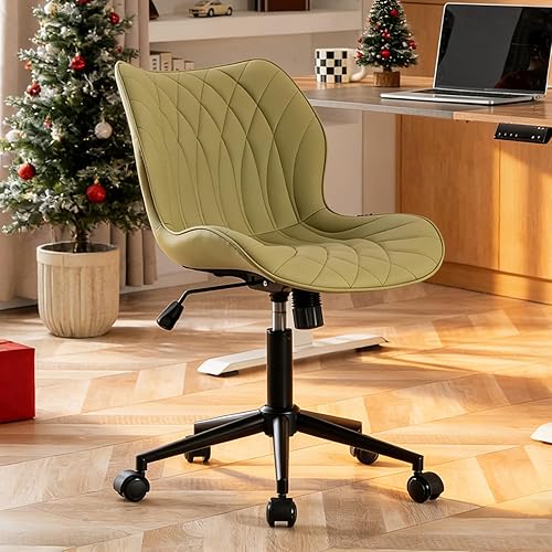 Miniatura 3 de YOUNUOKE Silla de escritorio sin brazos, cómoda silla de oficina con ruedas, silla ergonómica para el hogar, sillas ajustables para computadora,
