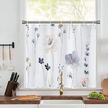 AooHome Small Bath Window Curtain, Bathroom Window Curtain, 23.6 inches 60 cm Length, Waterproof, Mildew Proof, Blind, Heat Insulated, Shower Curtain, Quick Drying, Room Dividers, High Density