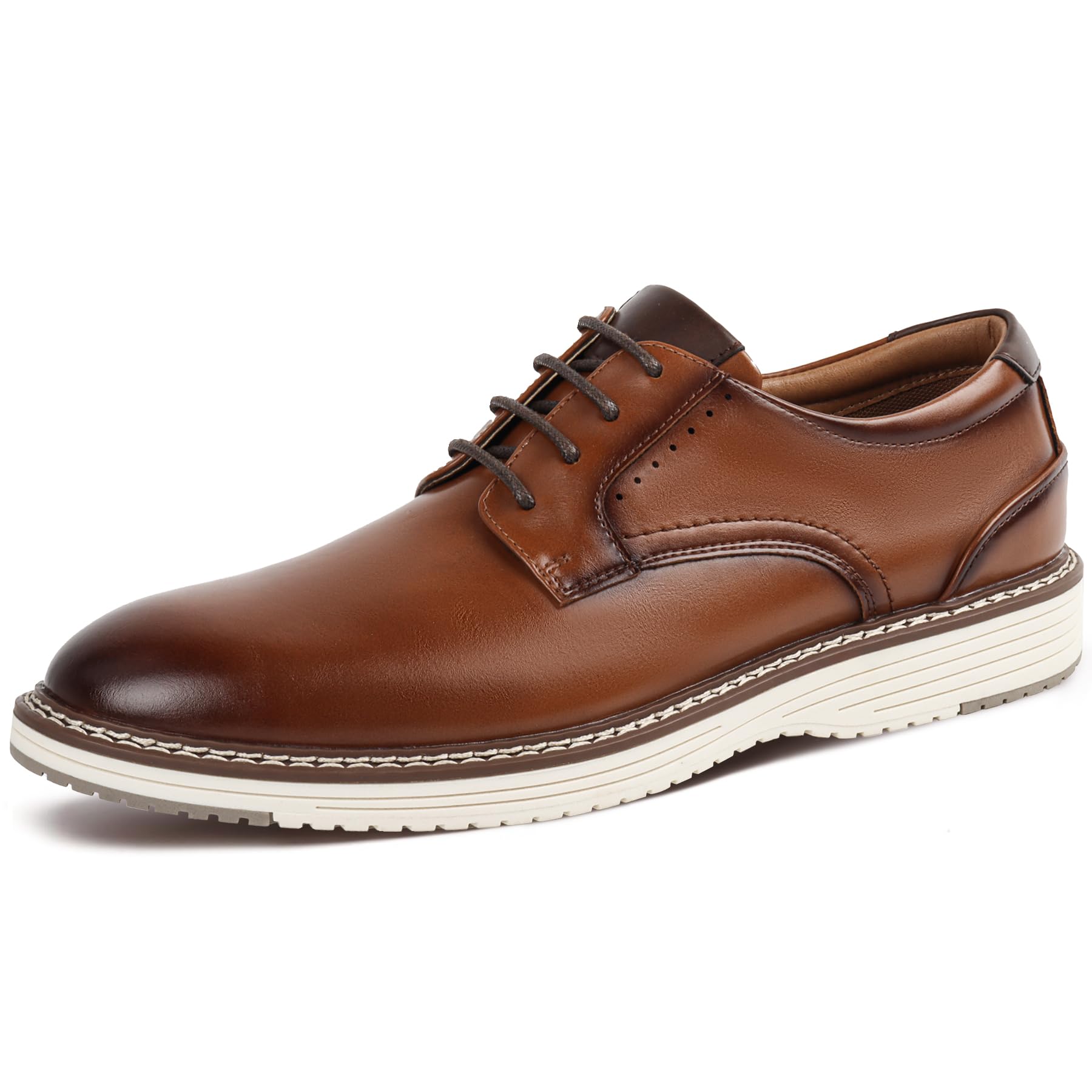 Men's Casual Dress Shoes Comfortable Business Casual Dress Sneakers for Men Lightweight Oxford Derby Shoes for Work Office Standing All Day Walking（Black+Brown） — view 9