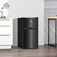 Vista 2 de HOMCOM - Mini refrigerador de 3.2 pies cúbicos con congelador; refrigerador compacto de doble puerta con termostato ajustable, estante y puerta