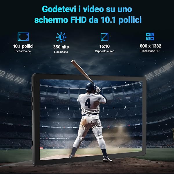 Laptok Tablet 10 pollici Android 15 Tablet, 16GB RAM 1TB TF丨5G WiFi丨BT5.4, Android Tablet con Doppio Fotocamera, Batteria 5000mAh, GMS Widevine L1 (Nero) - 5