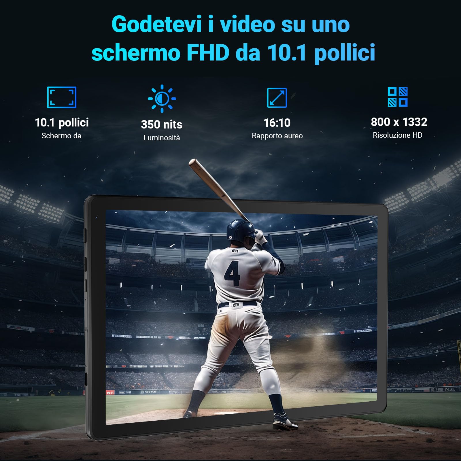 Laptok Tablet 10.1 pollici Android 15, 16GB RAM, 1332 * 800 HD丨5G WiFi丨BT5.4, Tab PC con Doppia Fotocamera, Android Tablet con Doppio Altoparlante, Batteria 5000mAh, GMS Widevine L1 (Nero)