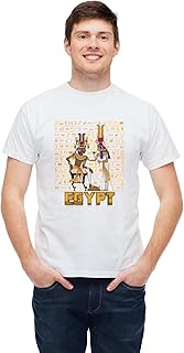 تيشيرت للجنسين بكم قصير ورقبة دائرية وقصة عادية برسمة مطبوعة لمصر من ويلو