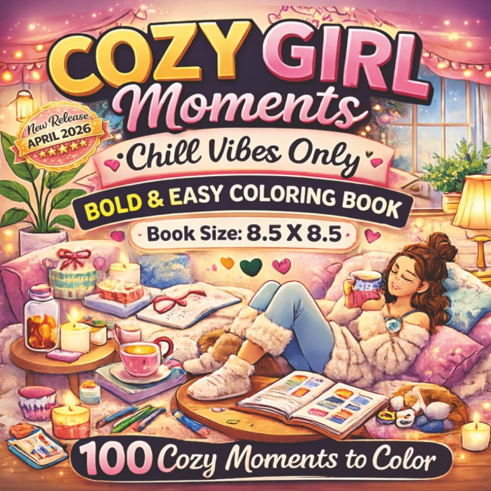 Cozy Girl Moments - Chill Vibes Only Coloring Book: A Relaxing Bold & Easy Coloring Book Featuring 100 Cozy Scenes of Self-Care, Cute Rooms, Warm ... Everyday Moments for Teens & Adults...