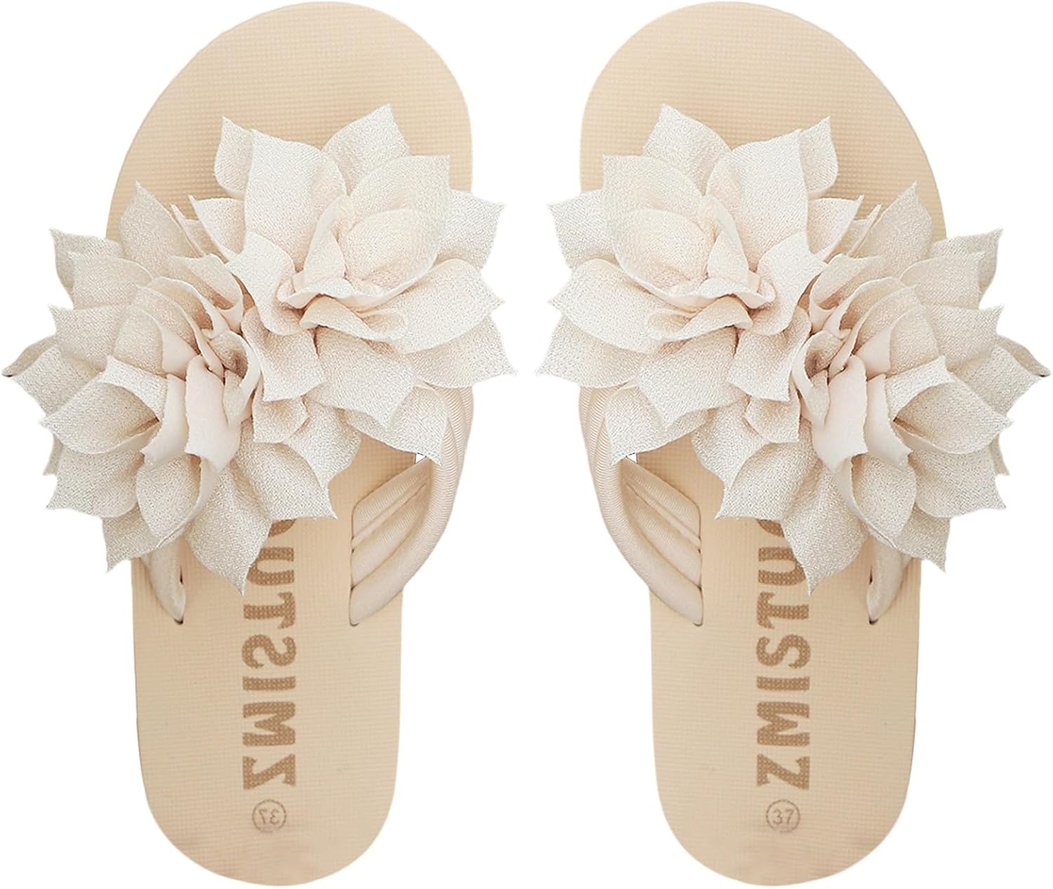 Damen Flip Flops Strand Schuhe Elegant Blumen Zehentrenner Leicht Sandalen Bequeme Sommer Strandschuhe Weiche Fussbett Sommerschuhe Freizeit Schlappen Indoor/Outdoor Pantoletten Badeschuhe
