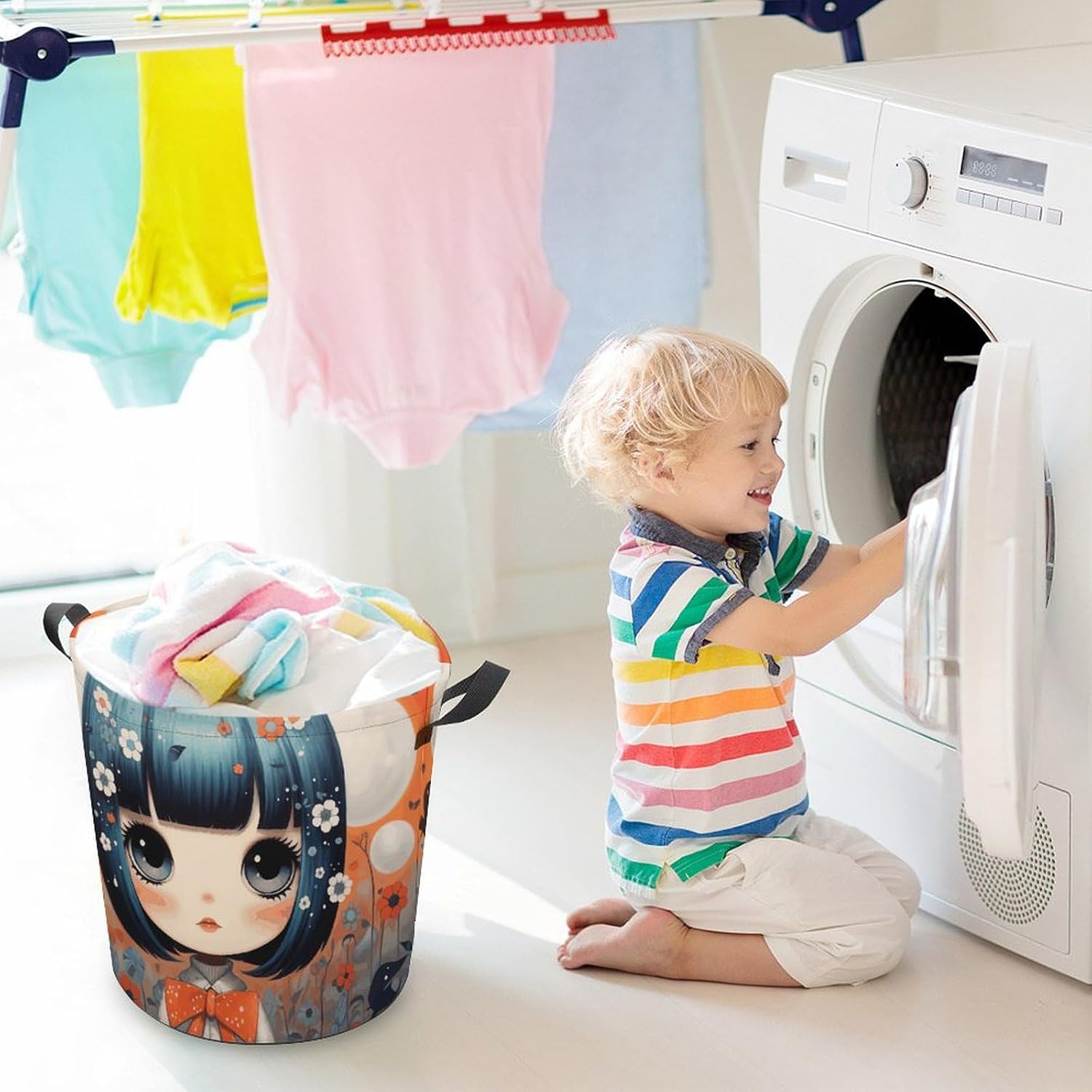 Laundry Hamper with Handles Waterproof Collapsible Laundry Basket Anime Pictures Clothes Hamper for Bathroom Bedroom image 5