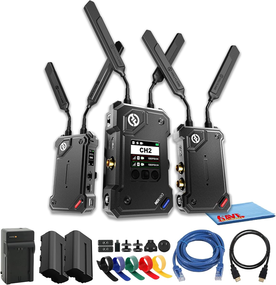 Hollyland Cosmo C2 HDMI SDI Wireless Video 2 Transmitter System, 3000ft Los Transmission, UVC RTMP Streaming, 33ms Latency Bundle with (2 Transmitters and 1 Receiver Kit)