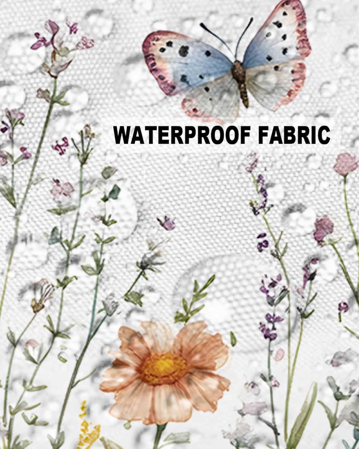Outdoor Waterproof Pillow Covers Watercolor Daisy Floral Butterfly Decorative Throw Pillow Protectors, Wildflower Farm Pastoral Pillowcase Cushion Cases for Patio Sofa Garden Couch,20x12IN,Pack of 2