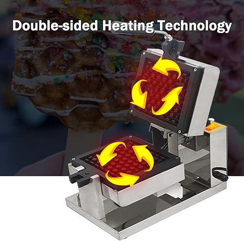 Miniatura 5 de Plancha para hacer gofres comercial máquina rectangular de 1300 W con sartenes reversibles temperatura ajustable y tiempo antiadherente para gofres