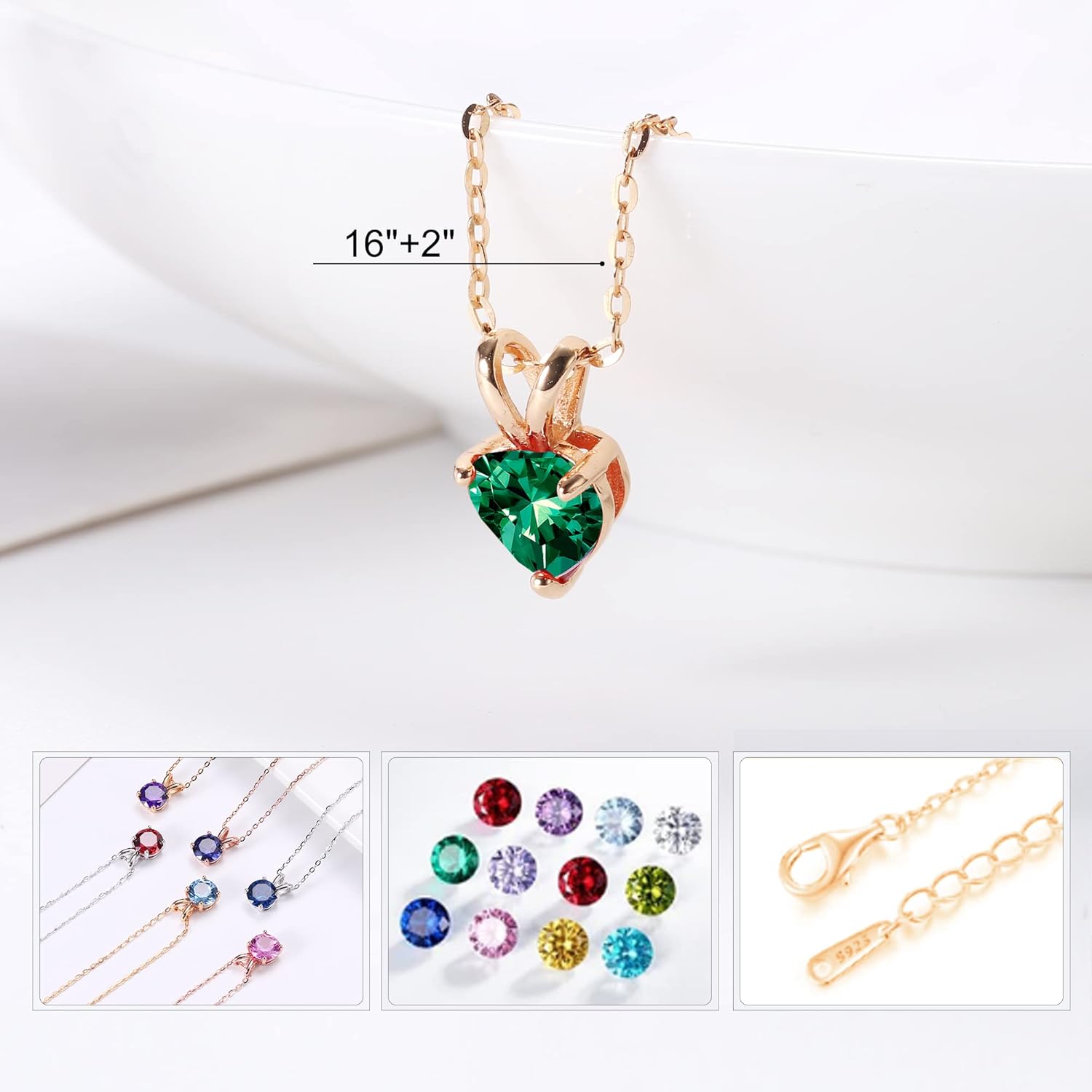 SMILEST Necklace Gifts for Her - 925 Sterling Silver Heart Birthstone Necklace, Dainty Sparkling Heart Pendant Anniversary Birthday Gifts for Women Mom Wife Daughter Girlfriend Jewelry Gift - Image 6