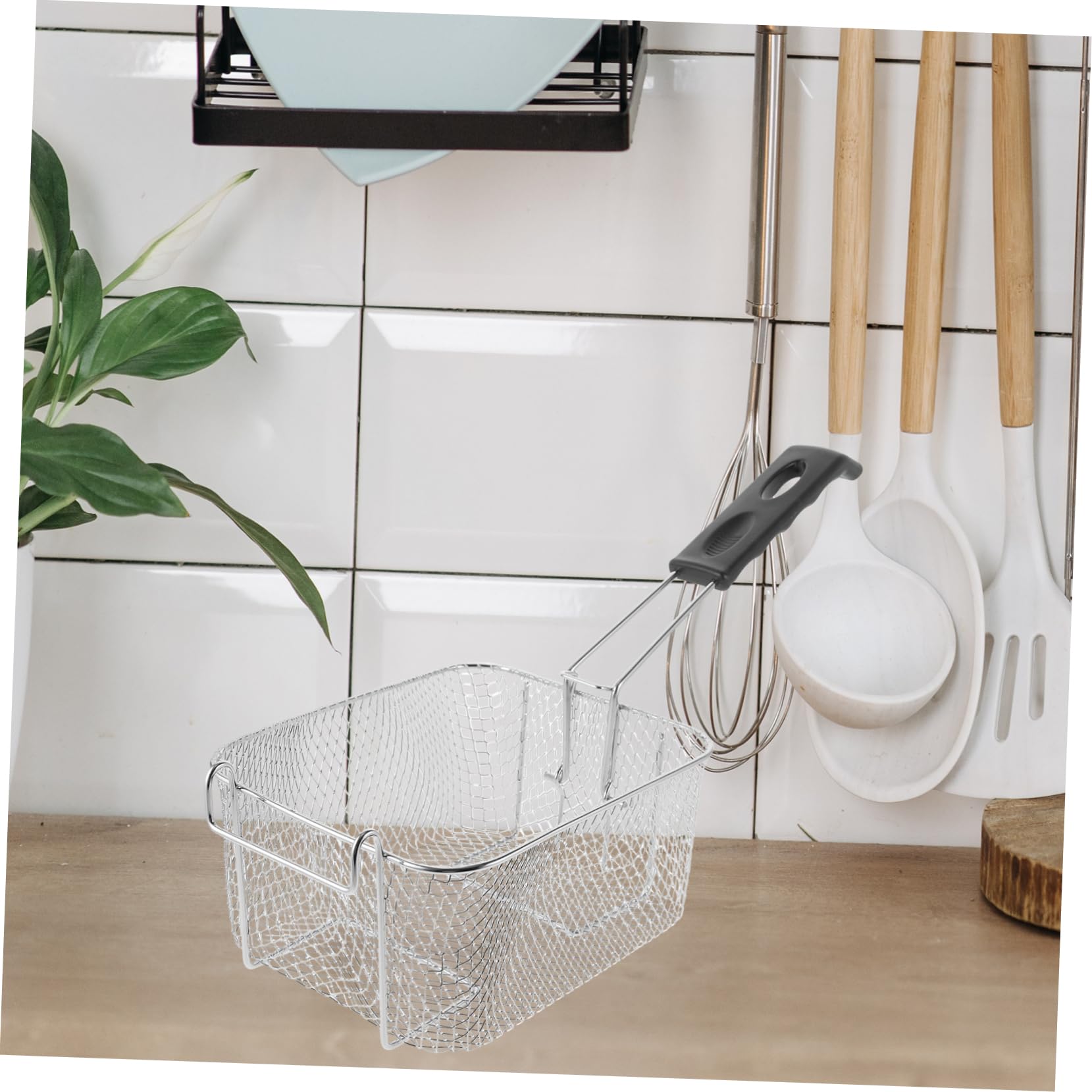 Cesta para Freír de Acero Inoxidable Plata de Gran Capacidad