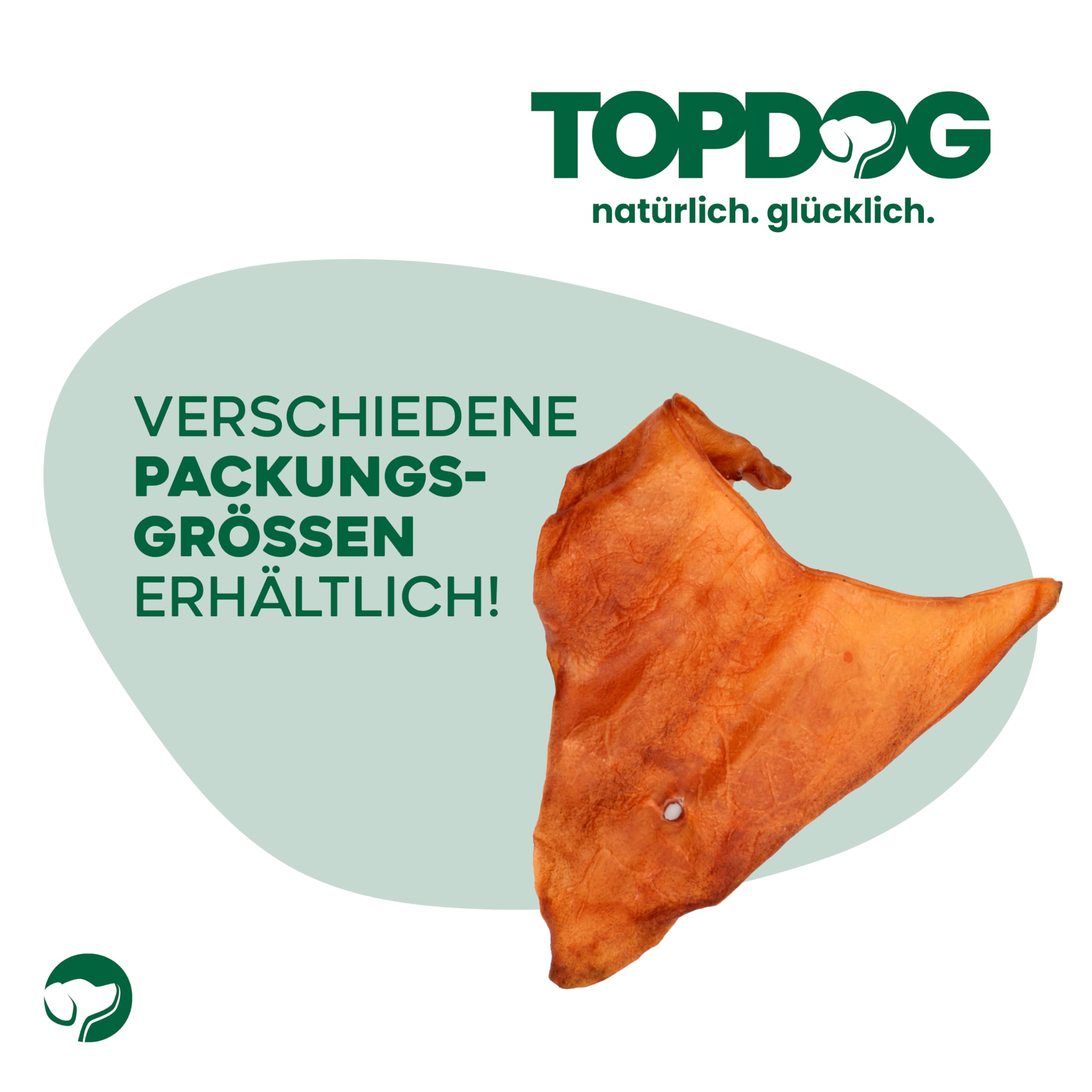 Topdog Büffelohren für Hunde 50 Stück - Wie Rinderohren - Ganze getrocknete Rinderohren für Hunde ohne fettige Muschel - Knabberohren mit Kauspaß, Genuss und Pflege