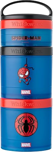 Whiskware - Marvel - Paquete de aperitivos apilables, 2 13 tazas, personaje de Spider-Man