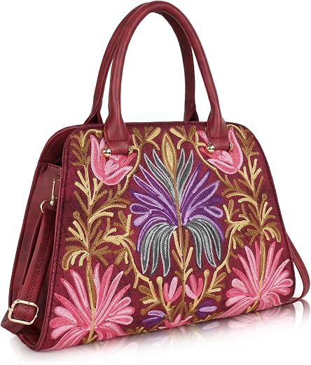 YOYOWING Premium kashmiri Embroidery Stylish Shoulder Women's Satchel Ladies Purse Handbag