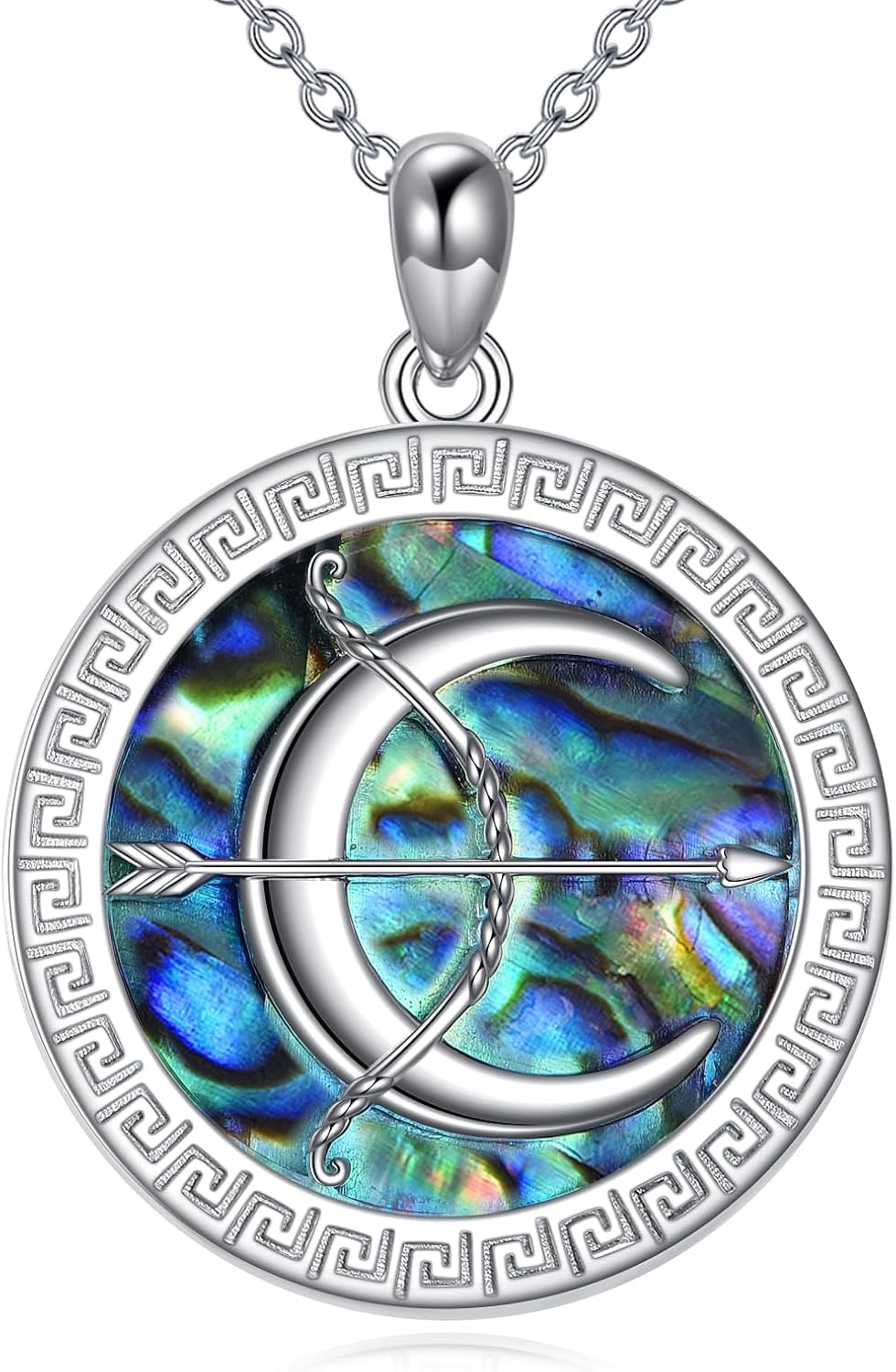 VONALA Artemis's/Poseidon's/Athena's/Weapons Necklace S925 Sterling Silver Plated Abalone Pendant Necklace for Women Men for Women Men