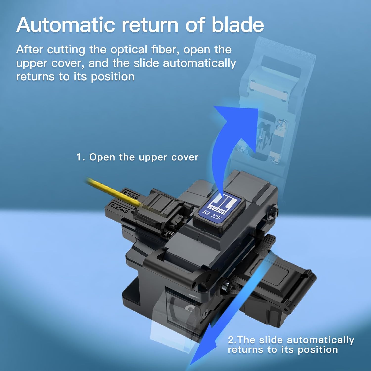 Optic Fiber Cleaver JILONG KL-22F FTTH Cutter 48,000 Cleaves with Two Fixture Holders, Work with Fiber Optic Fusion Splicer