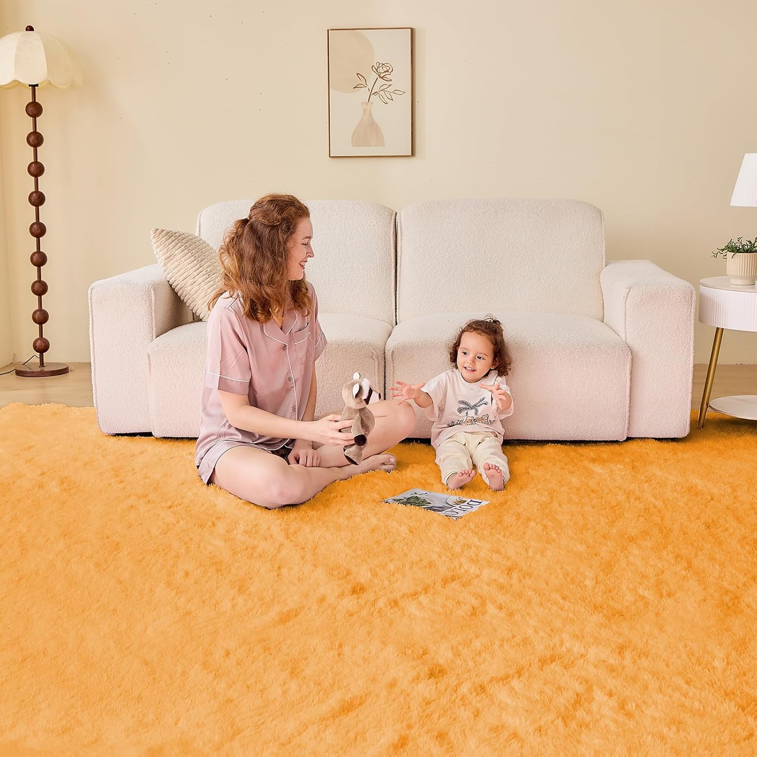 OPPODREAM 5x7 Orange Rugs for Bedroom, Ultra-Soft Fluffy Area Rugs for Living Room, 5 x 7 Shag Carpet for Nursery, Kids, Girl, Boy, Baby, Plush, Fuzzy, Shaggy, Cute Home Decor