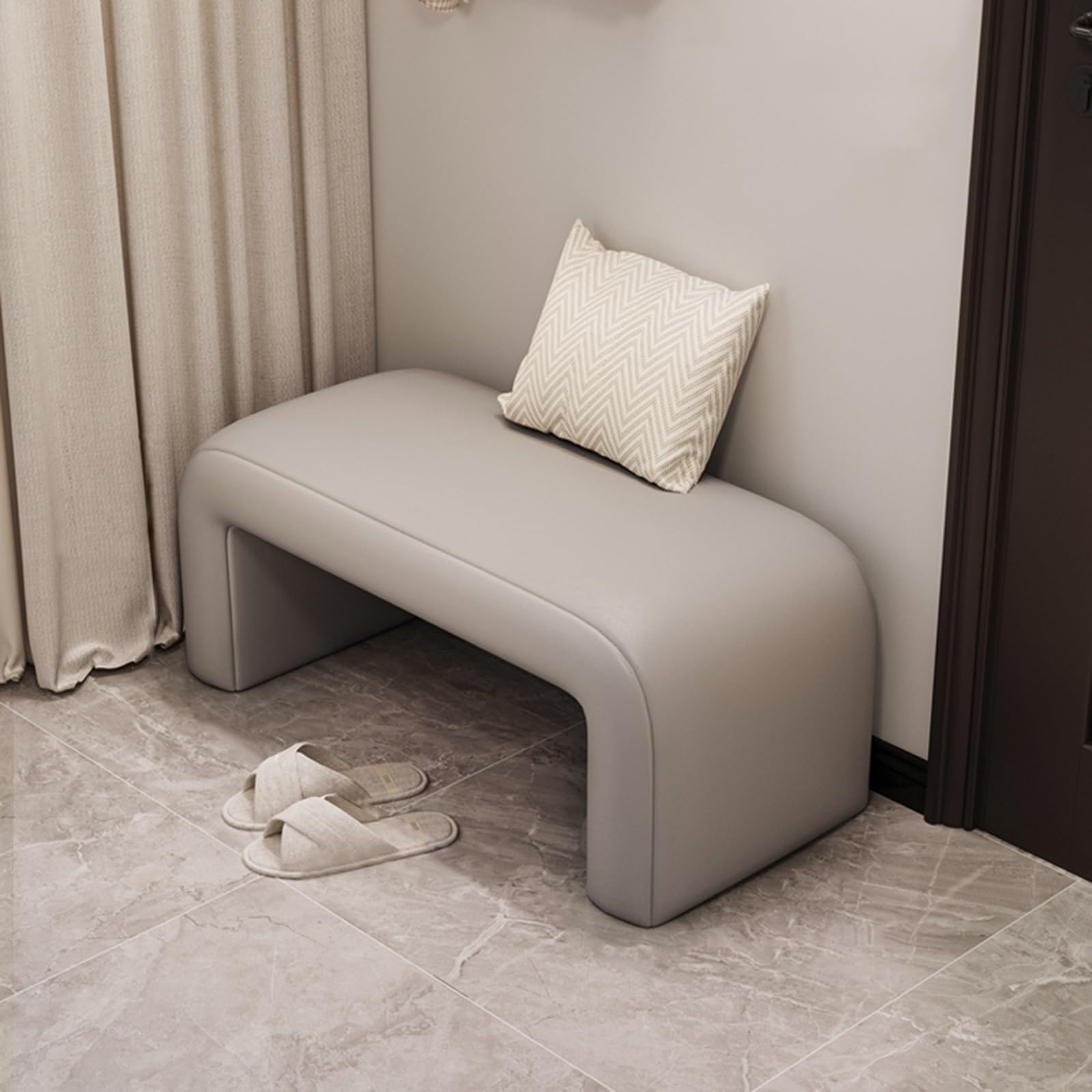 Banc ottoman en cuir gris de 100cm pour le bout de lit ou l'entrée