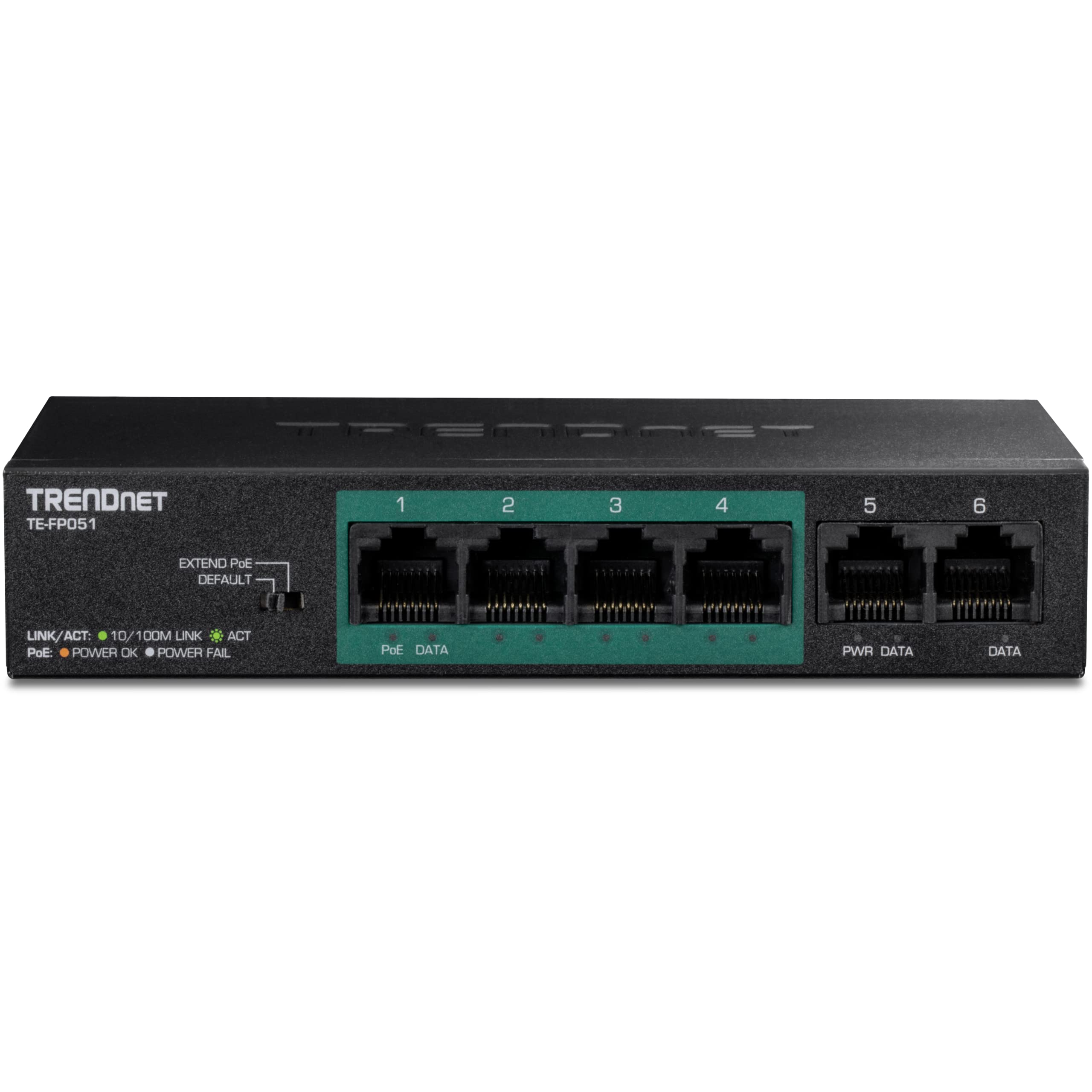 TRENDnet, TE-FP051, Switch PoE+ Fast Ethernet Non administrable Longue portée à 6 Ports