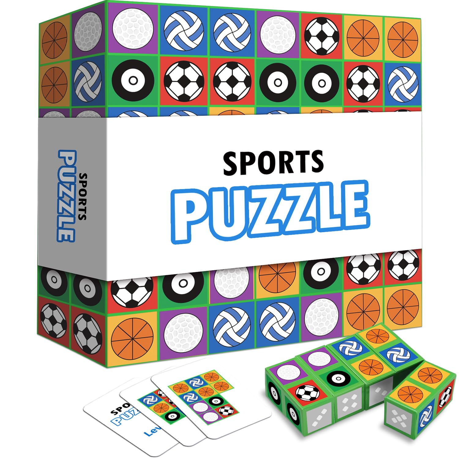 LARDEMOTO Matching Board Game, Sports Block Puzzle Games Visual Recognition Fast Paced Puzzle Building Cubes, Block Board Games Birthday Gifts Party Supplies