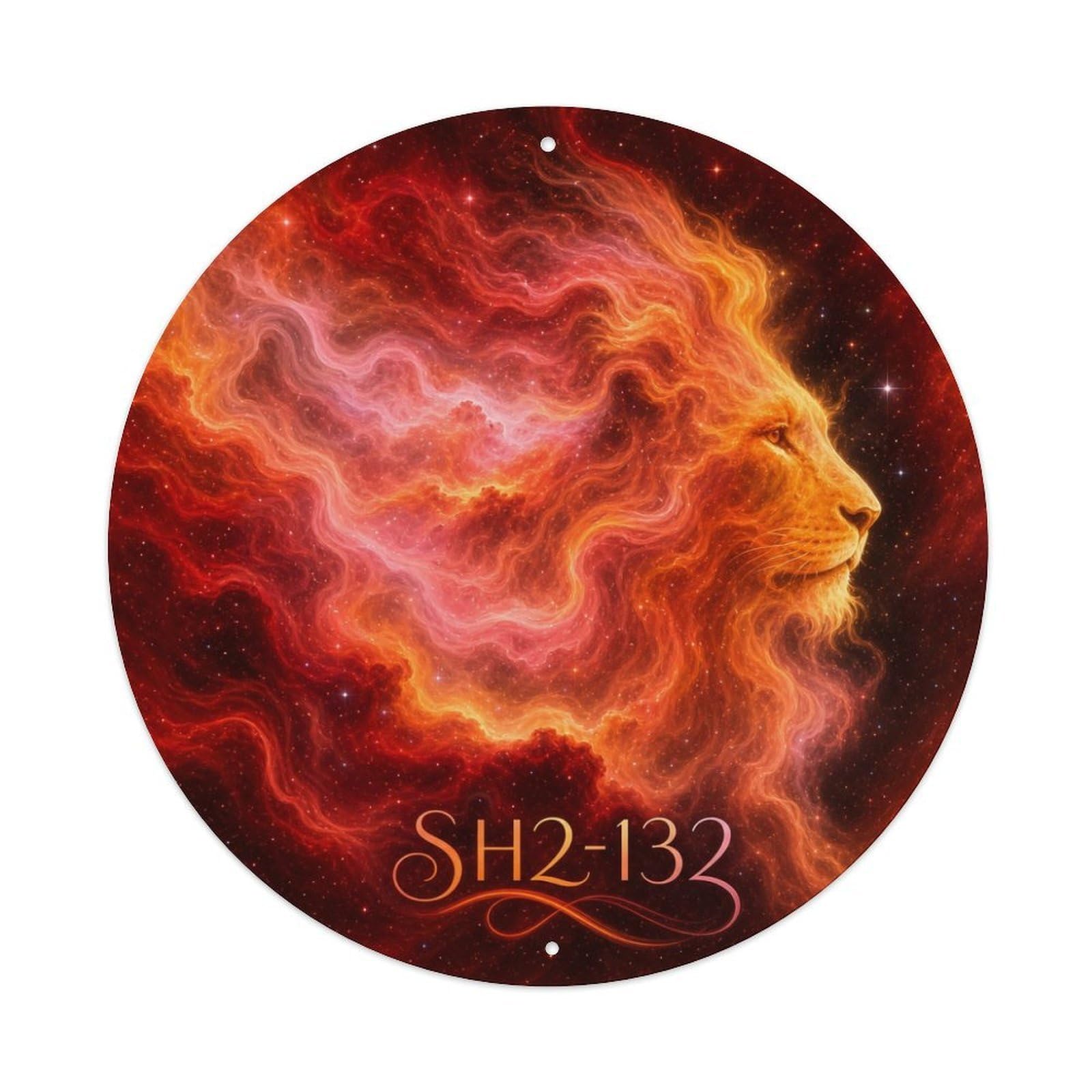 SH2 132 Nebula Cosmic Galaxy Celestial Astral Night Sky Metal Tin Sign Plaque Wall Decor for Cafe, Man Cave, Club Bar, Office, Home Garden Round Metal Poster 8x8Inch