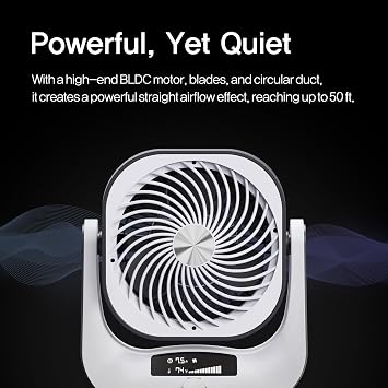 Soleus Air Circulator Fan with 12 Fan Speeds, Automatic 2-Way Oscillating, Digital Display, 7.5 Hour Auto Timer,Quiet, with Remote Control, Outdoor Indoor