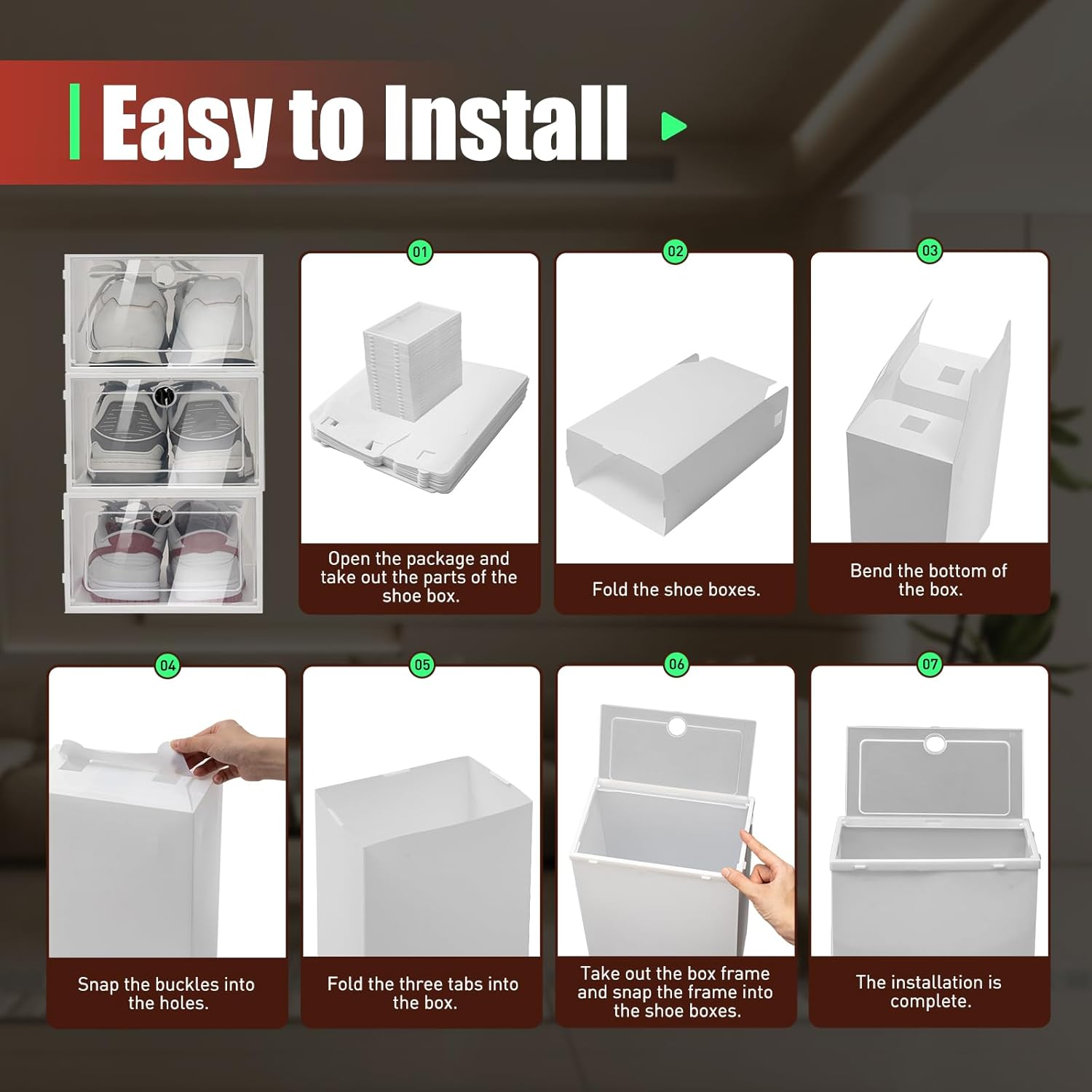 Bepritm Shoe Organizer 20 Pack, Stackable Shoe Storage Boxes Space Saving Shoe Display Containers Toy Bins Shoe Rack for Entryway, Closet, Under Bed 8.8 * 12.9 * 5.5inch