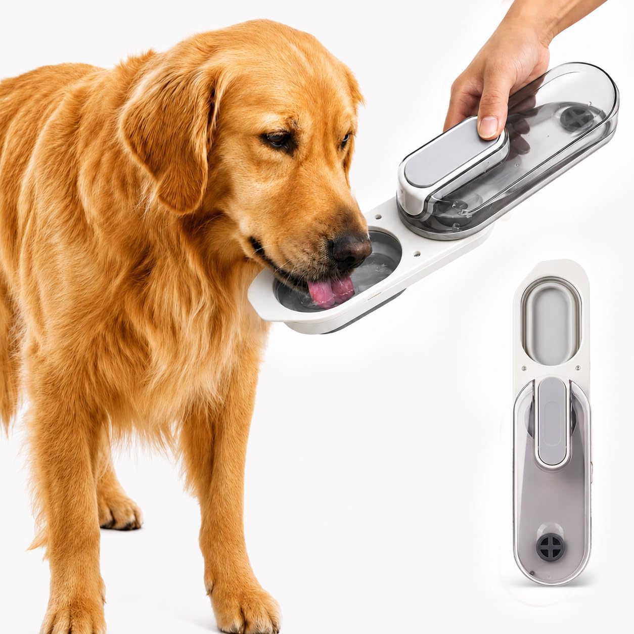 Dog Water Bottle Portable, 11.8 oz(350 ml) | Leak-Proof, BPA-Free, Lightweight, Foldable for Hiking, Walking, Car Rides,Grey