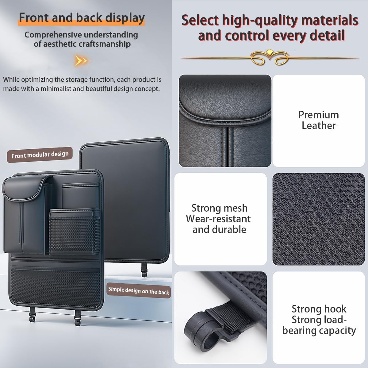 Organisateur de Voiture pour KIA EV3 2024-2025, Rangement de Siège Arrière en Cuir Imperméable Kick Mats avec Support Tablette Tactile