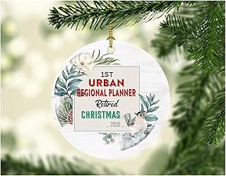 Retirement 2020 Christmas Tree Ornament 1st First Holiday Season Retiring From Job Work Urban Regional Planner Xmas Decorations Retired Party Present Decorative MDF Plastic 3" White