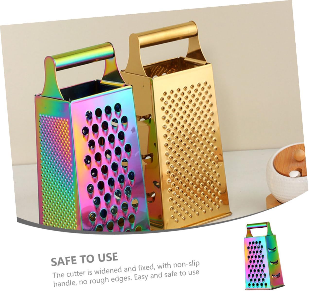 Stainless Steel Kitchen Grater with Non Slip Handle, Multi Use